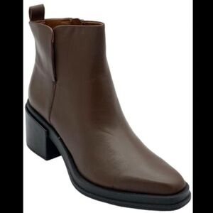 Franco Sarto Dalden Leather Ankle Booties Umber Dark Brown Size 7.5 NEW